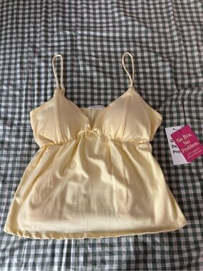 Light Yellow Satin Camisole with Built-In Support